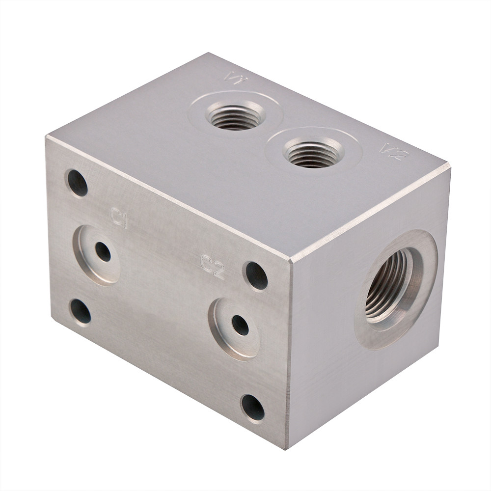 Aluminum Hydraulic Manifold Threaded Cartridge Valve Manifold CNC Machining Services