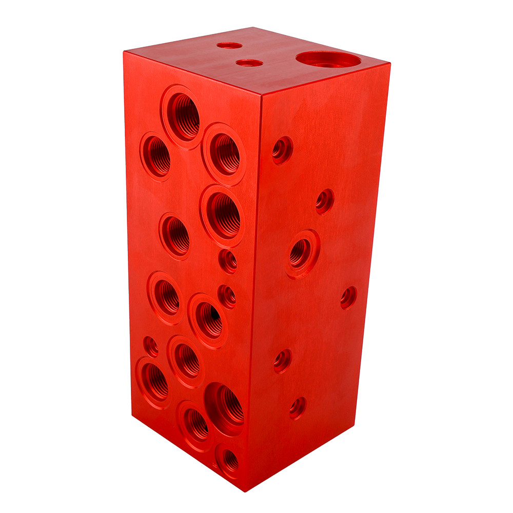 Custom Hydraulic Manifolds CNC Machining Anodized Solenoid Valve Manifold